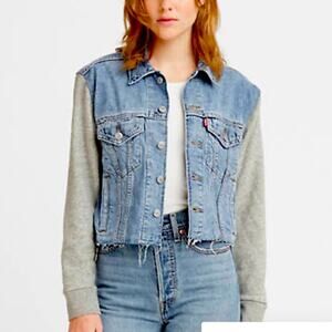 Levi’s Ex-Boyfriend Hybrid Trucker Jacket NWT Frayed Hem Womens Size Large